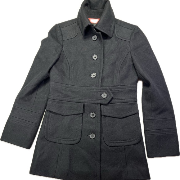 J. Crew Black Wool Trench Peacoat Coat Jacket Button Detail - 4 - Picture 2 of 9